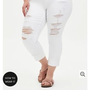 Crop Boyfriend Straight Jean Vintage Stretch White